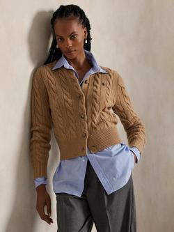 Polo Ralph Lauren Wool Blend Cable Knit Cardigan - view 2, Brown