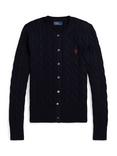 Polo Ralph Lauren Cable Knit Crew Neck Cardigan, Navy
