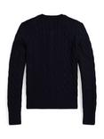Polo Ralph Lauren Cable Knit Crew Neck Cardigan, Navy