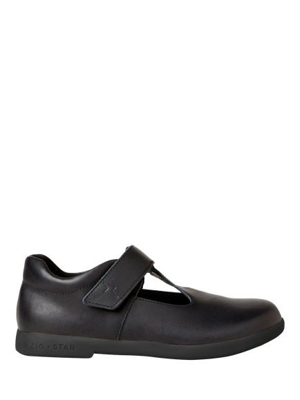 Zig+Star Kids' T-Bar Shoes, Black Leather, Black Leather