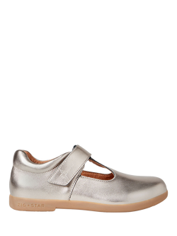 Zig+Star Kids' Metallic T-Bar Shoes, Pewter Leather, Pewter Leather