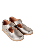 Zig+Star Kids' Metallic T-Bar Shoes, Pewter Leather