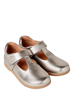 Zig+Star Kids' Metallic T-Bar Shoes, Pewter Leather - view 2, Pewter Leather
