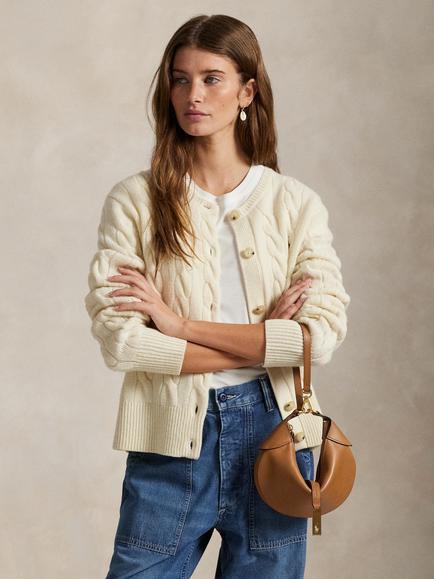 Polo Ralph Lauren Cashmere Blend Cable Knit Cardigan - view 2, Authentic Cream