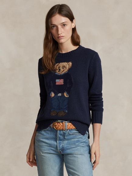 Polo Ralph Lauren Polo Bear Jumper, Navy Multi - view 2, Navy Multi
