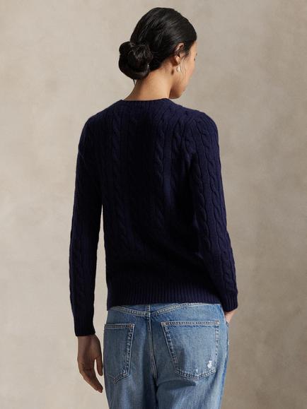 Polo Ralph Lauren Julianna Cable Knit Wool Rich Jumper - view 2, Navy