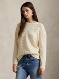 Polo Ralph Lauren Julianna Cable Knit Wool Rich Jumper, Cream