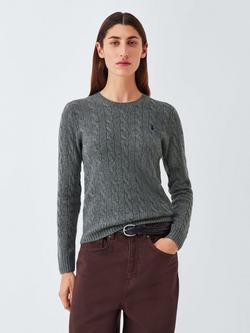 Polo Ralph Lauren Julianna Cable Knit Wool Rich Jumper, Grey, Grey