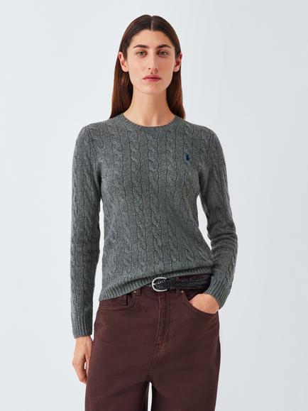 Polo Ralph Lauren Julianna Cable Knit Wool Rich Jumper, Grey