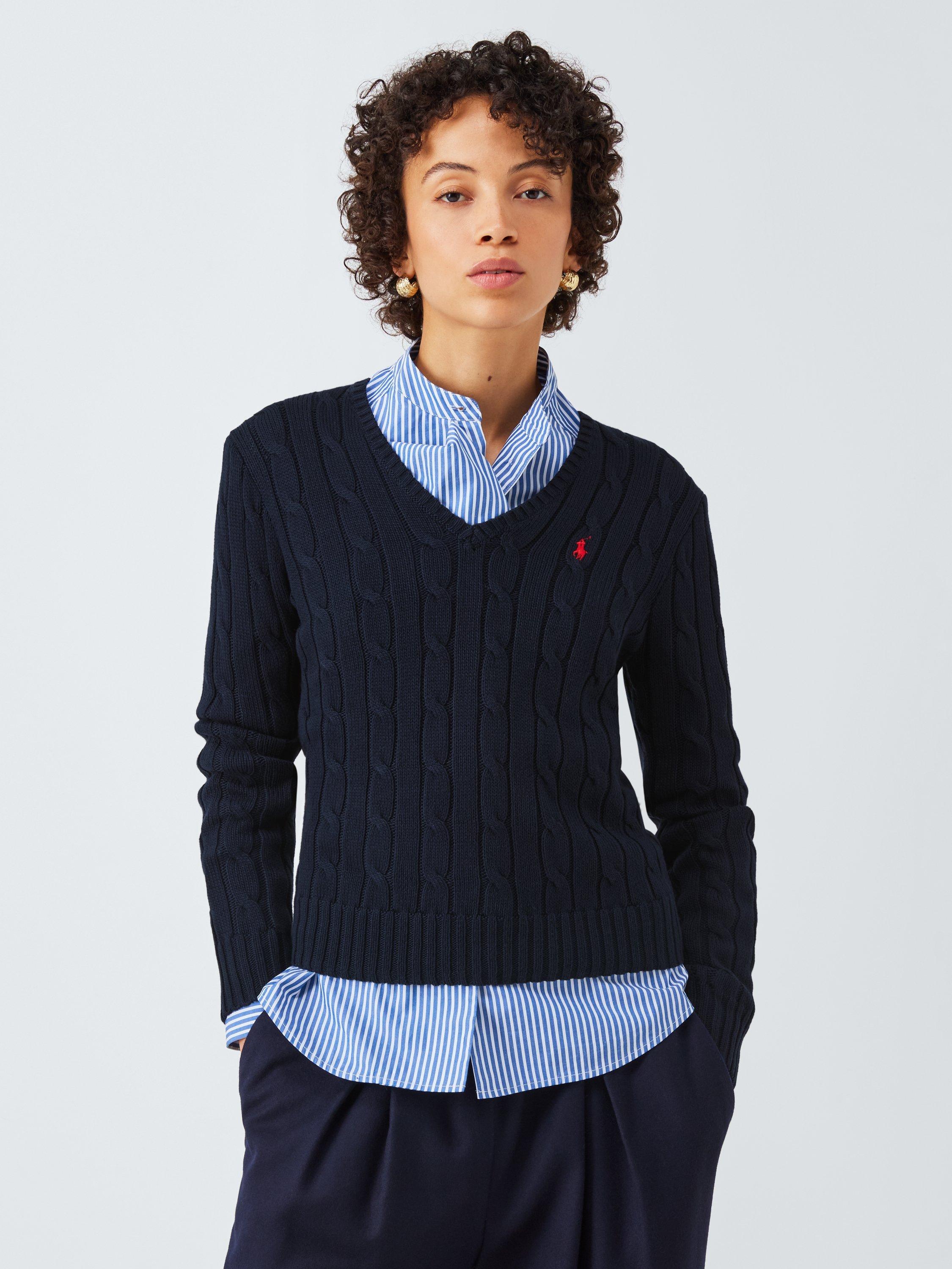 Polo Ralph Lauren Kimberly Cotton Cable Knit Jumper, Hunter Navy
