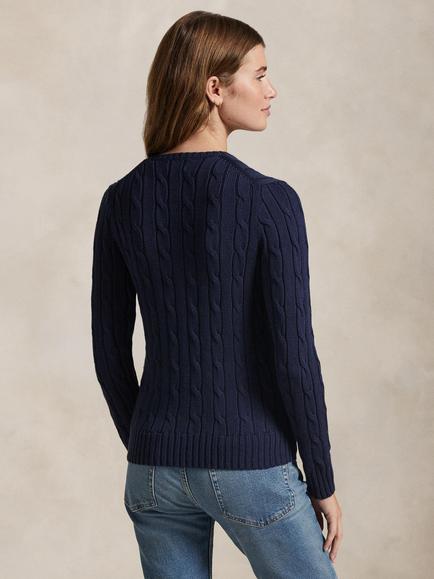 Polo Ralph Lauren Kimberly Cotton Cable Knit Jumper, Hunter Navy - view 2, Hunter Navy
