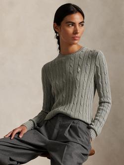 Polo Ralph Lauren Cable Knit Crew Neck Jumper, Grey