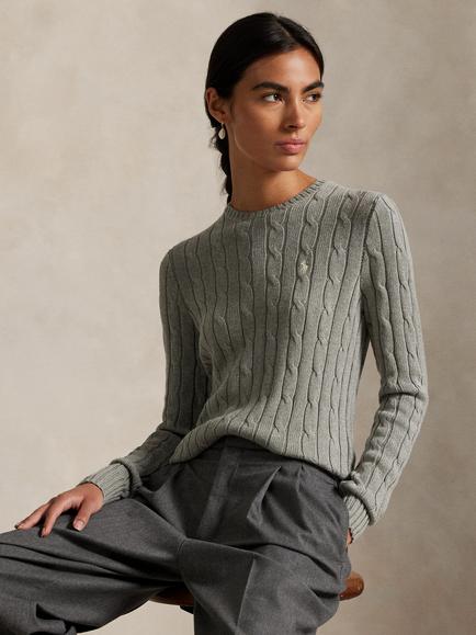 Polo Ralph Lauren Cable Knit Crew Neck Jumper, Grey