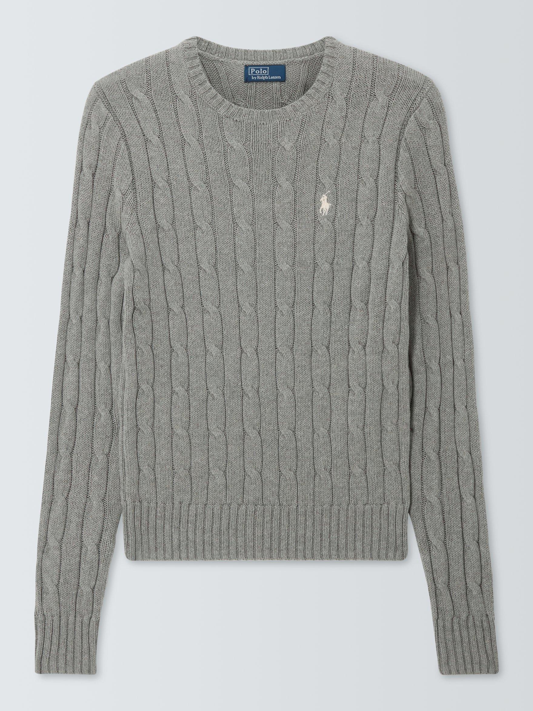 Product image 4 of 6, which shows Polo Ralph Lauren Cable Knit Crew Neck Jumper, Grey, XXS
