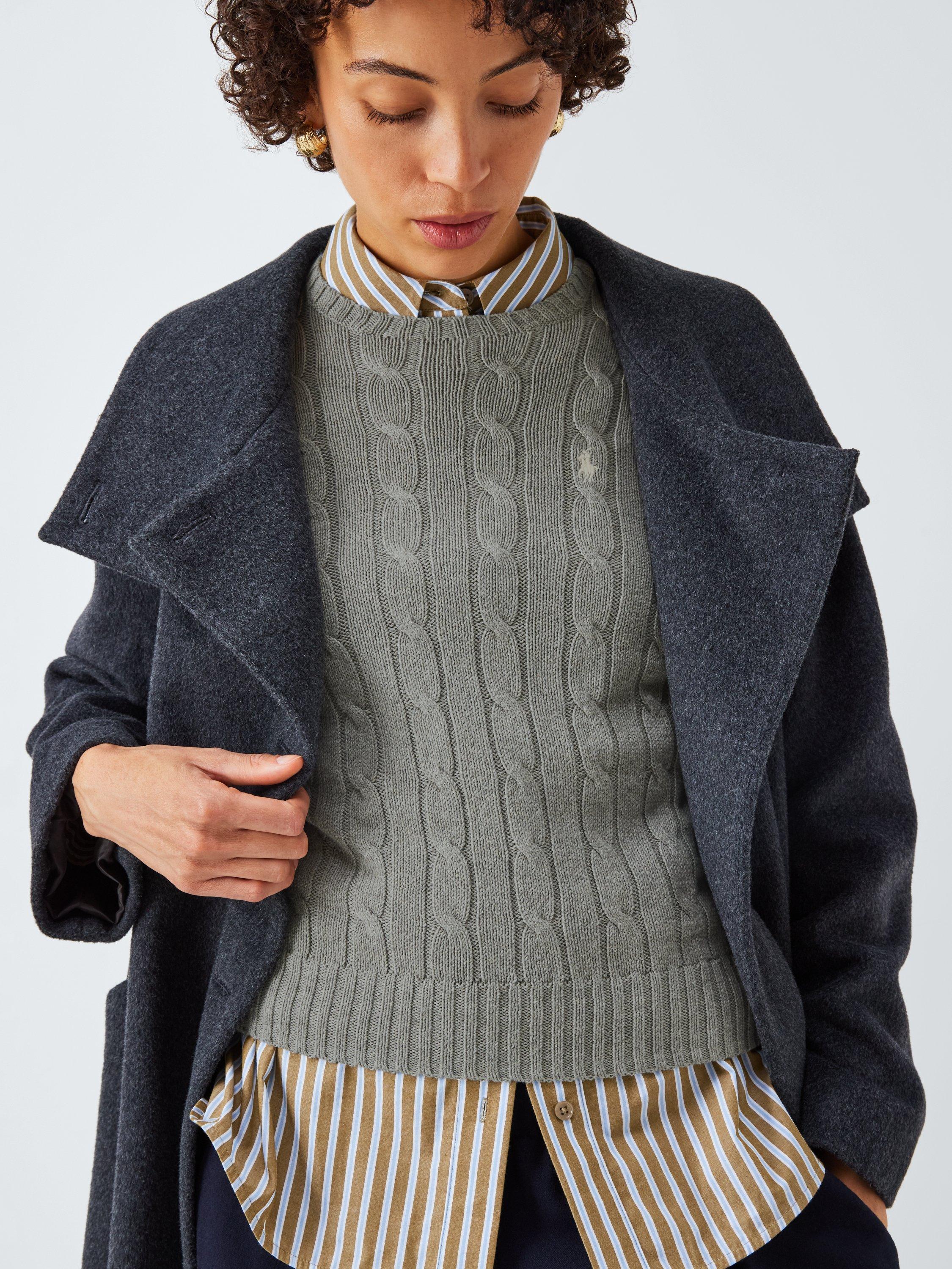 Product image 5 of 6, which shows Polo Ralph Lauren Cable Knit Crew Neck Jumper, Grey, XXS