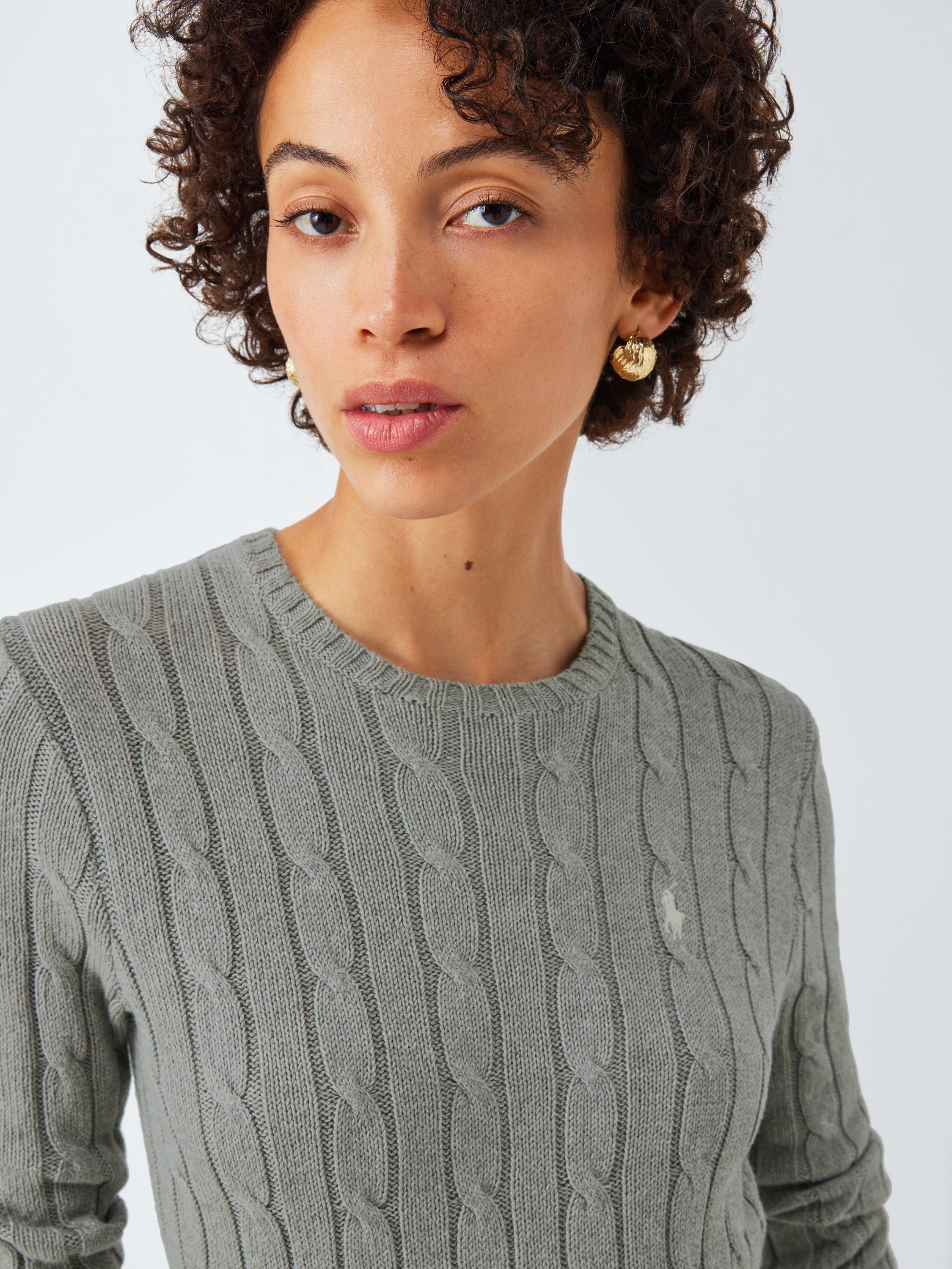 Product image 6 of 6, which shows Polo Ralph Lauren Cable Knit Crew Neck Jumper, Grey, XXS