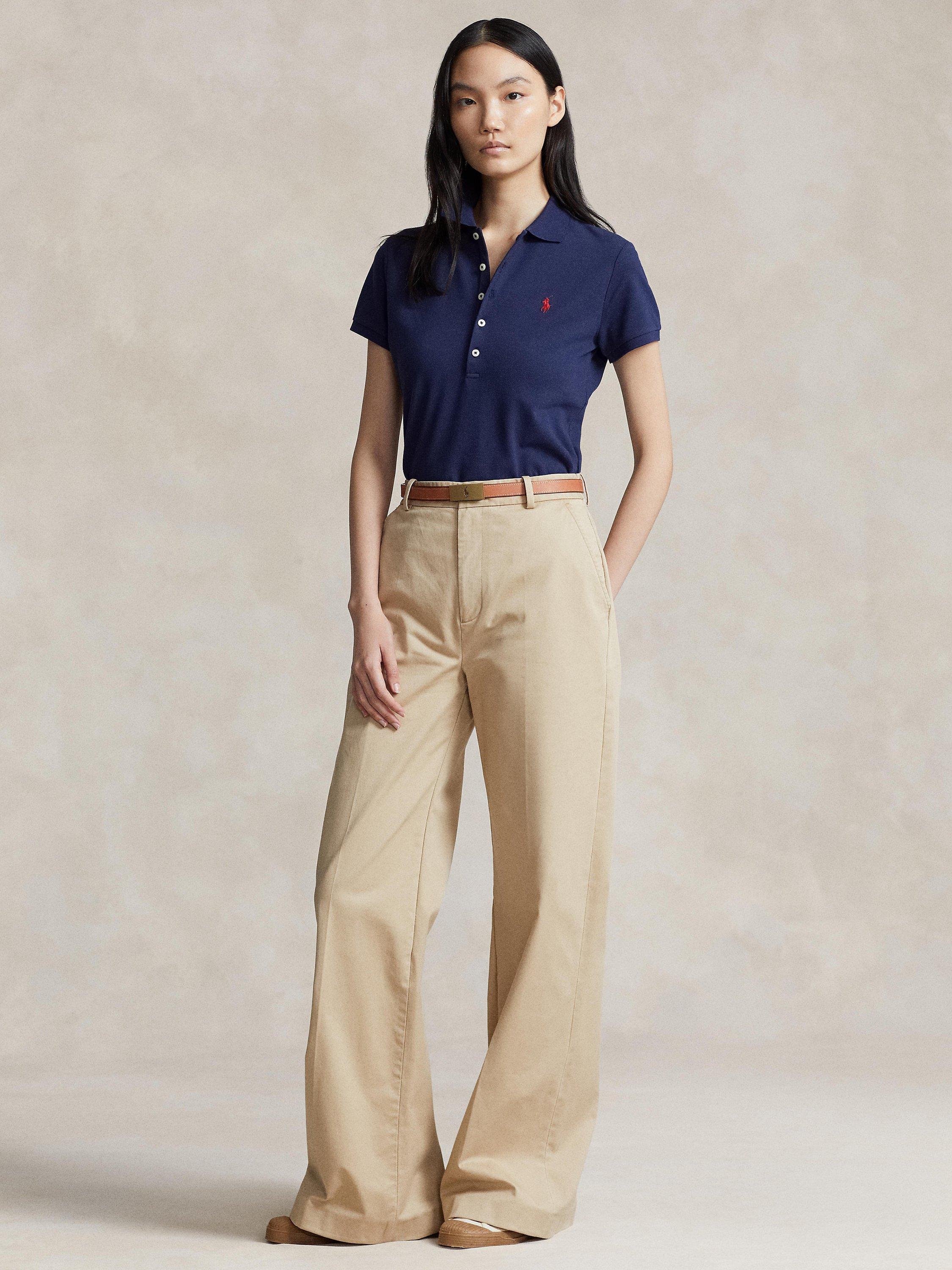 Product image 1 of 4, which shows Polo Ralph Lauren Julie Slim Fit Short Sleeve Cotton Polo Shirt, Navy, XXS