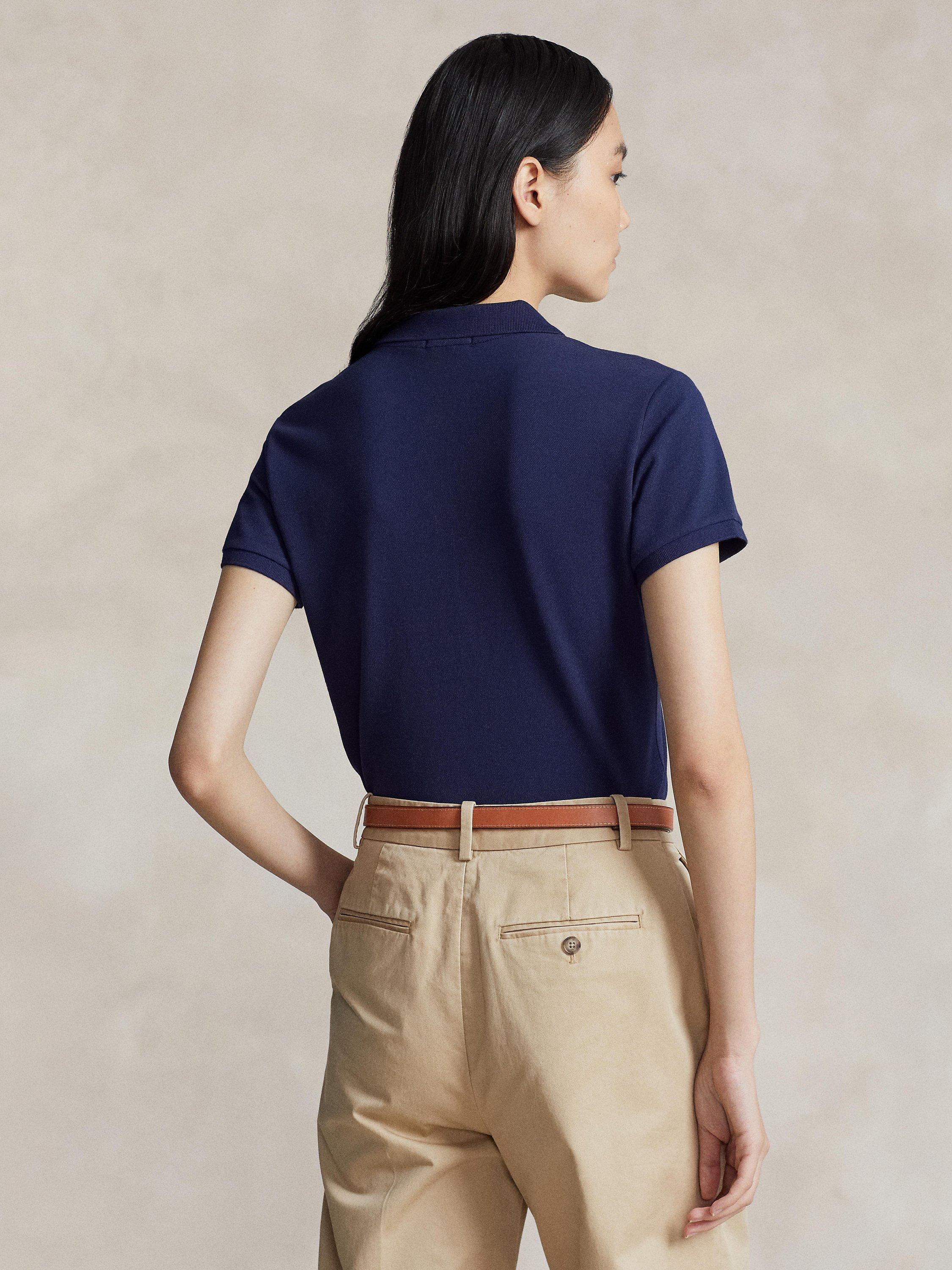 Product image 3 of 4, which shows Polo Ralph Lauren Julie Slim Fit Short Sleeve Cotton Polo Shirt, Navy, XXS