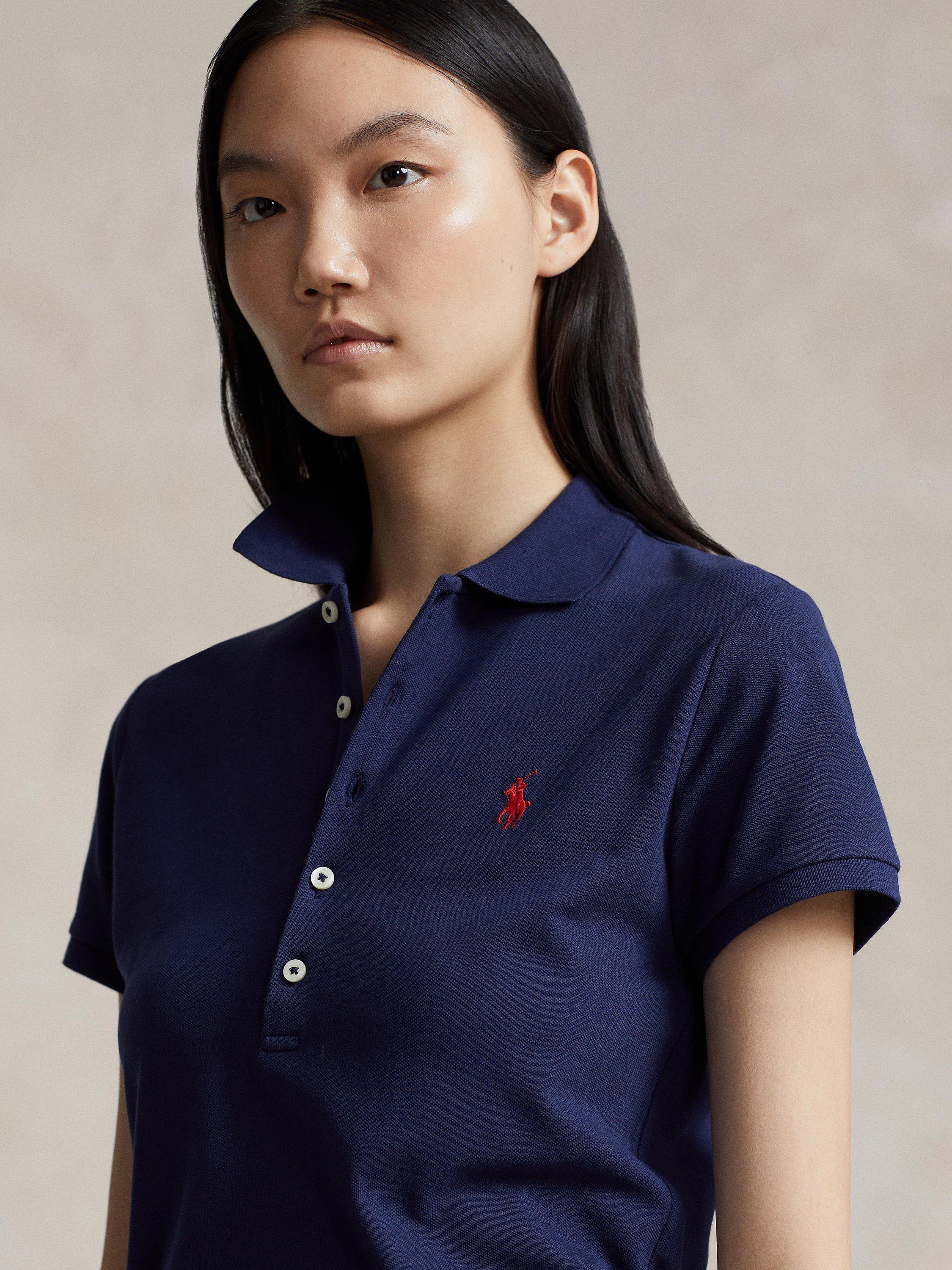 Product image 4 of 4, which shows Polo Ralph Lauren Julie Slim Fit Short Sleeve Cotton Polo Shirt, Navy, XXS