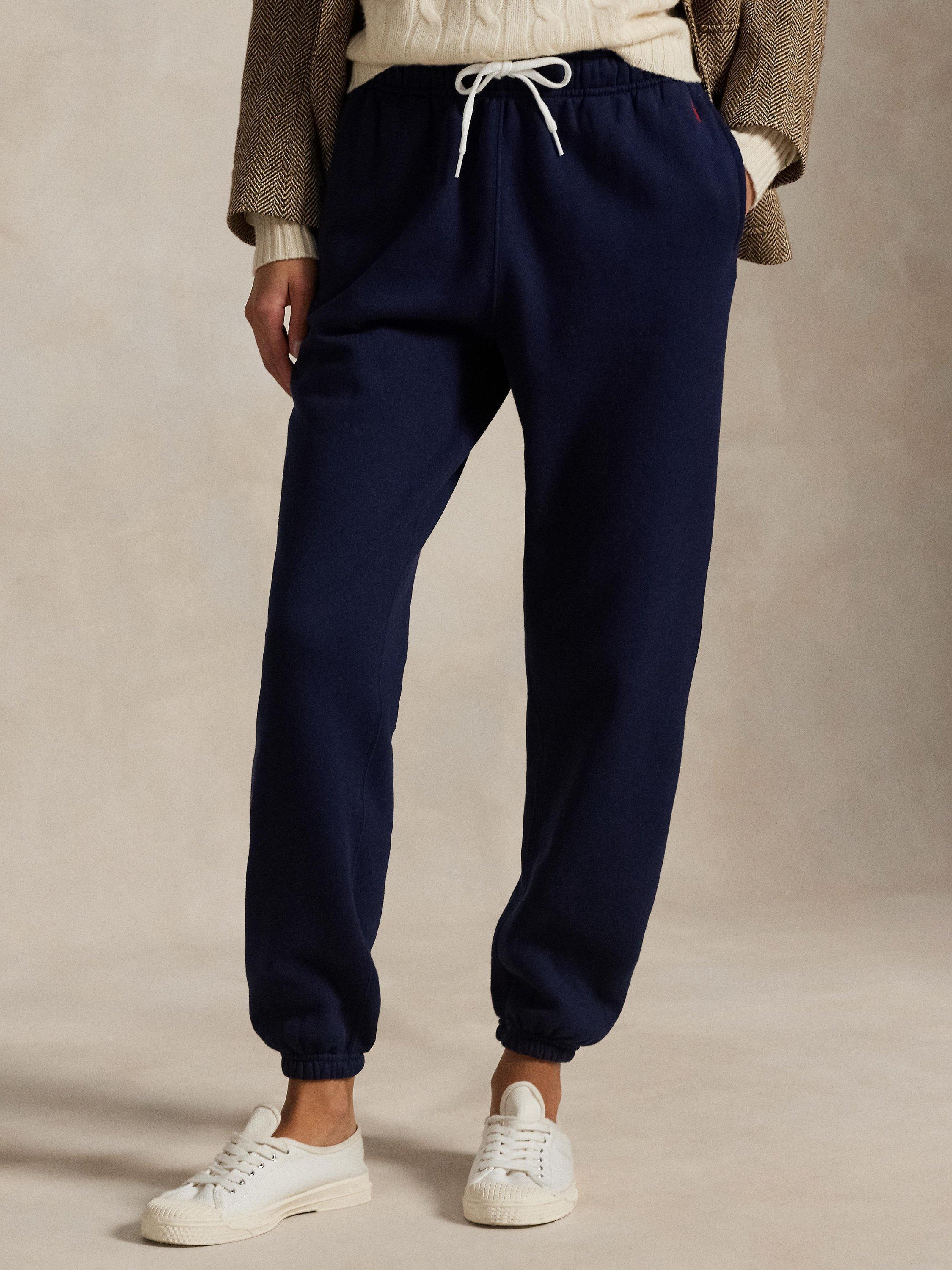 Product image 2 of 8, which shows Polo Ralph Lauren Cotton Blend Fleece Athletic Trousers, Navy, XXS