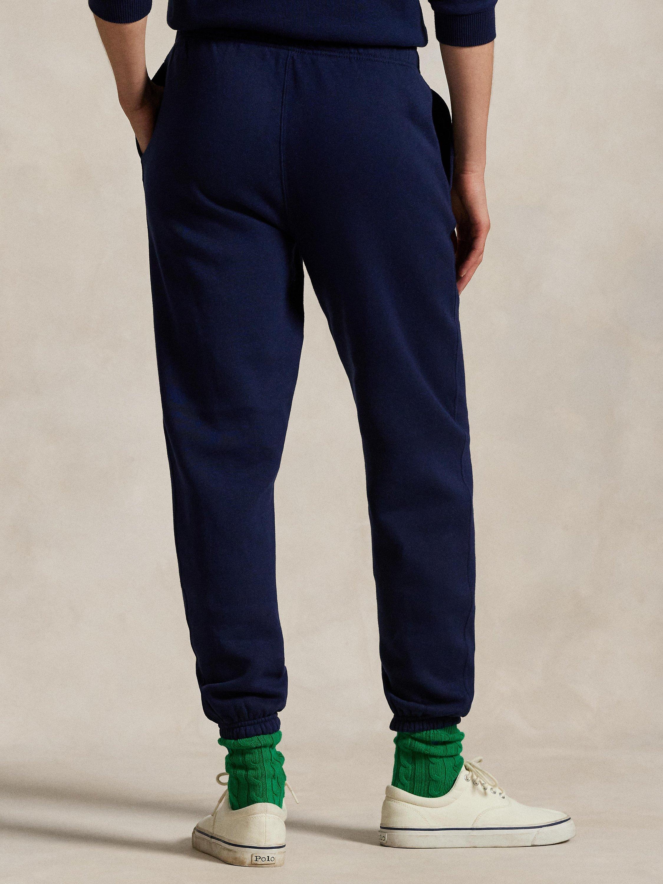 Product image 3 of 8, which shows Polo Ralph Lauren Cotton Blend Fleece Athletic Trousers, Navy, XXS
