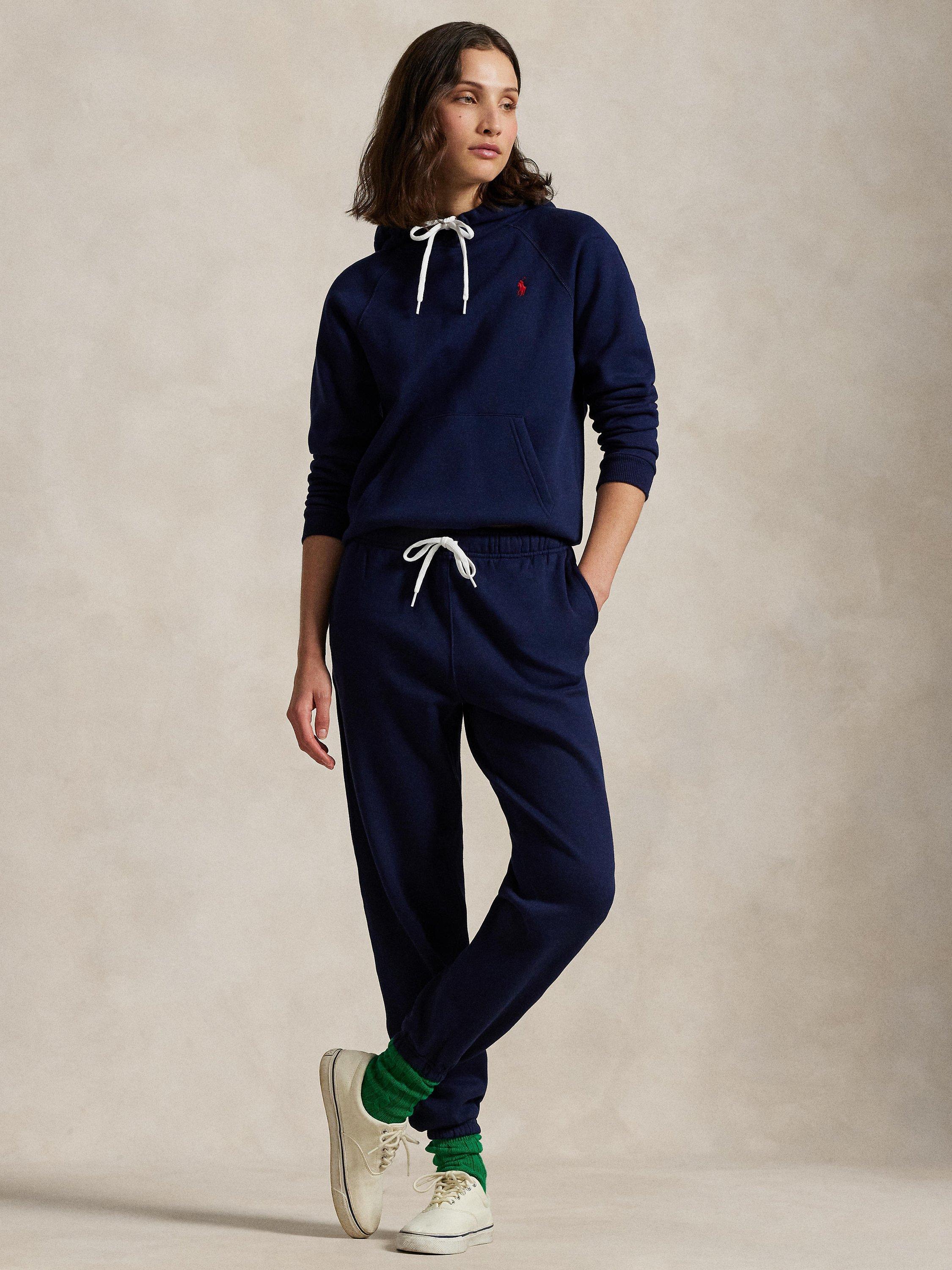 Product image 5 of 8, which shows Polo Ralph Lauren Cotton Blend Fleece Athletic Trousers, Navy, XXS