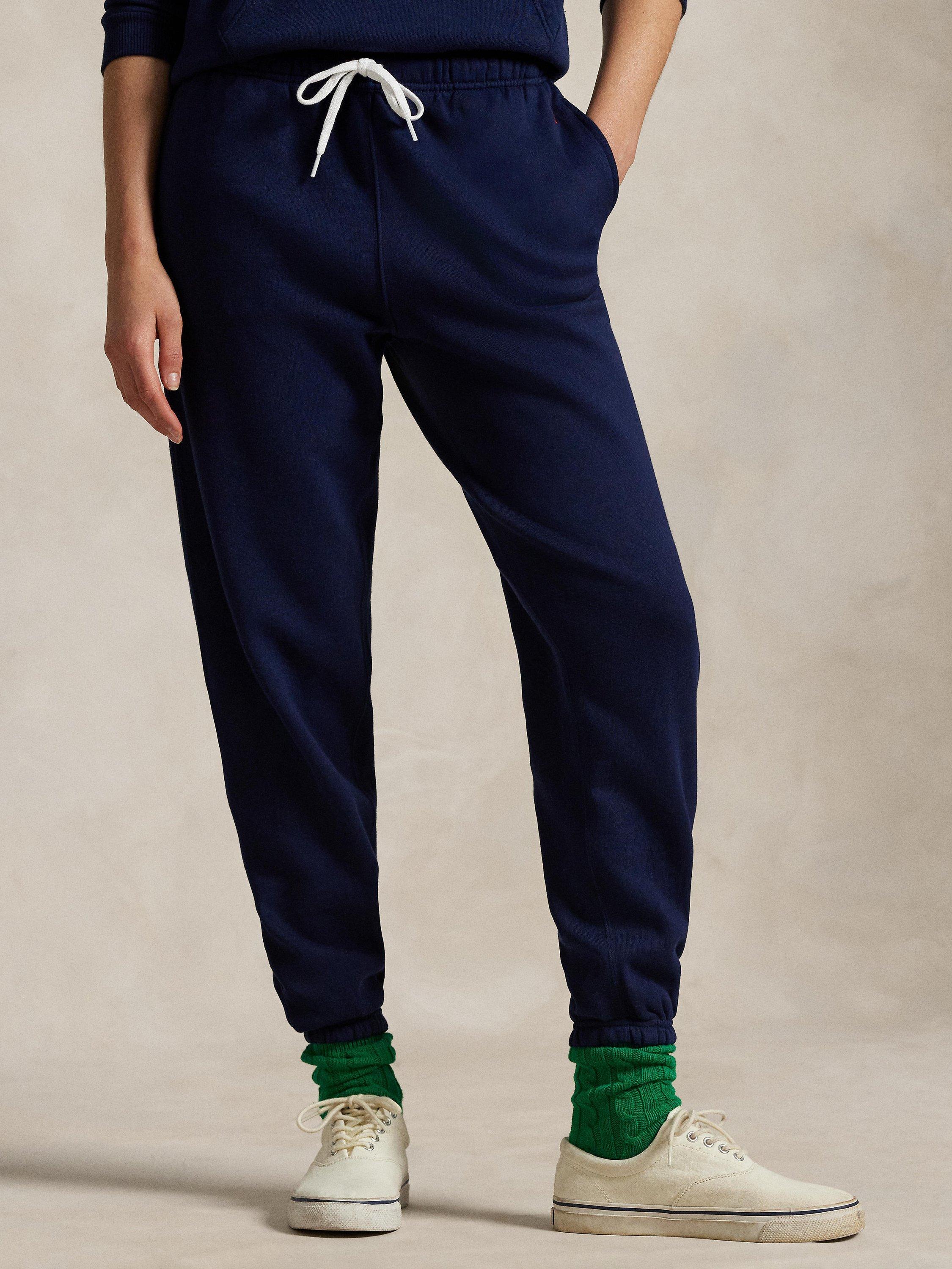 Product image 6 of 8, which shows Polo Ralph Lauren Cotton Blend Fleece Athletic Trousers, Navy, XXS