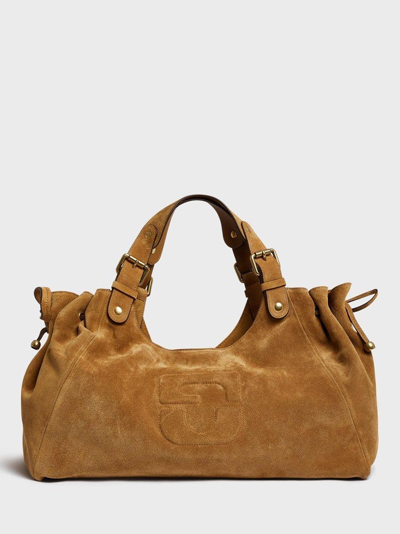 Product image 1 of 4, which shows Gerard Darel Chiara Suede Shoulder Bag, Wheat