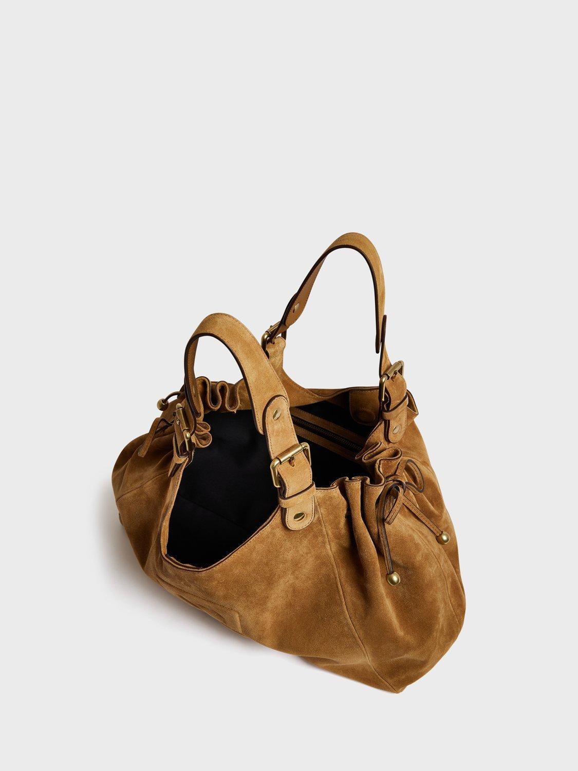 Product image 4 of 4, which shows Gerard Darel Chiara Suede Shoulder Bag, Wheat