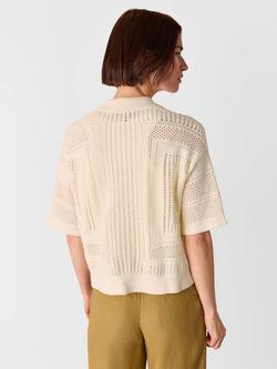 Whistles Crochet Knit Shirt - view 2, Ivory
