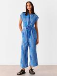 Whistles Stripe Print Zip Jumpsuit, Blue/Multi