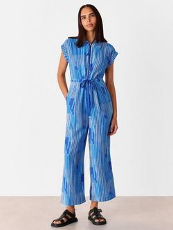 Whistles Stripe Print Zip Jumpsuit, Blue/Multi, Blue/Multi