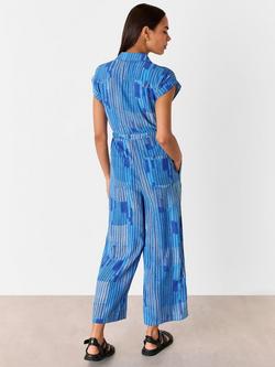 Whistles Stripe Print Zip Jumpsuit, Blue/Multi - view 2, Blue/Multi