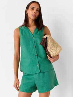 Whistles Laura Pure Linen Tank Top, Green, Green