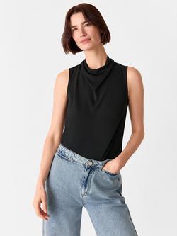 Whistles Cowl Neck Detail Tank Top, Black, Black