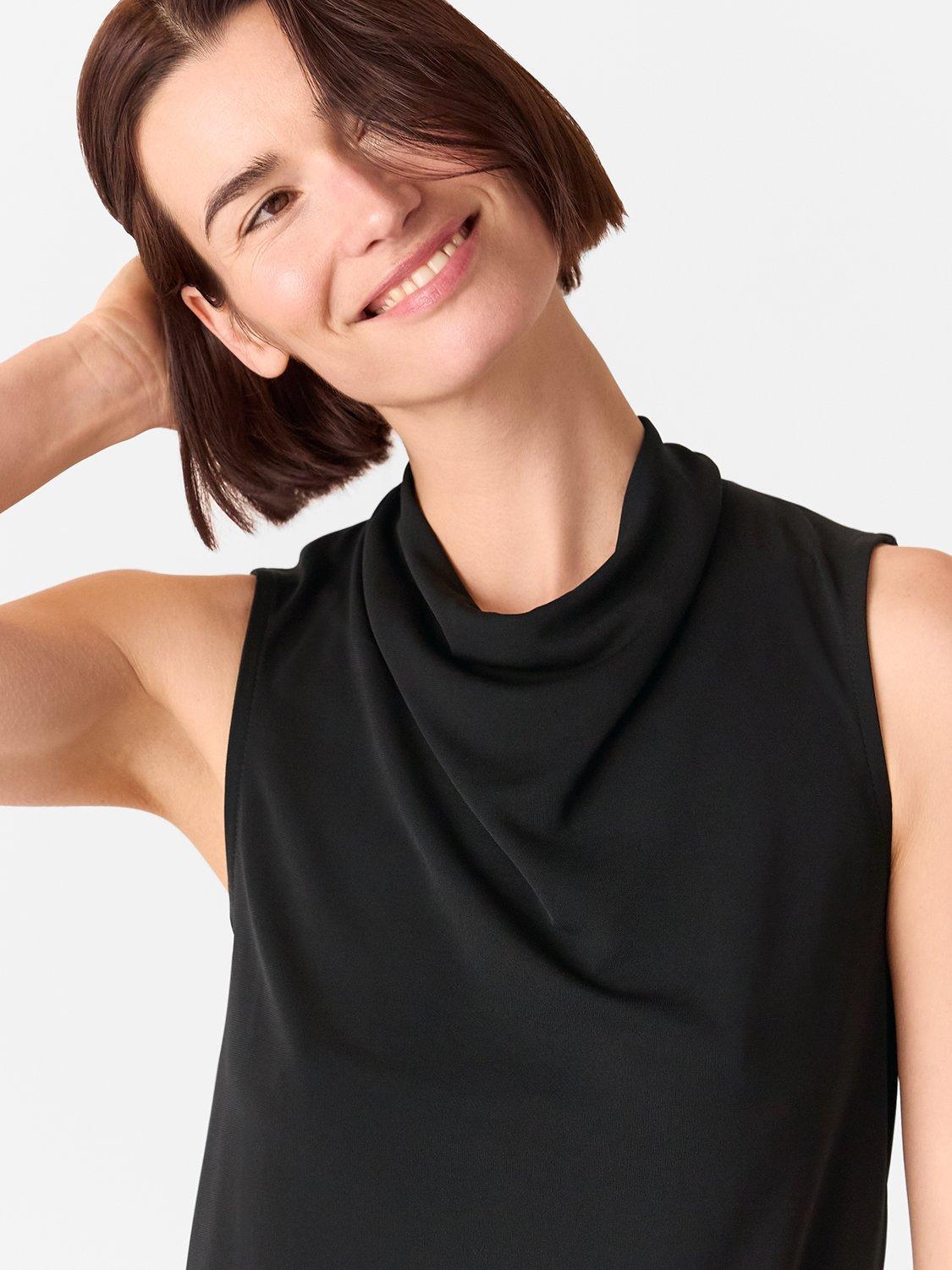 Product image 3 of 5, which shows Whistles Cowl Neck Detail Tank Top, Black, 6