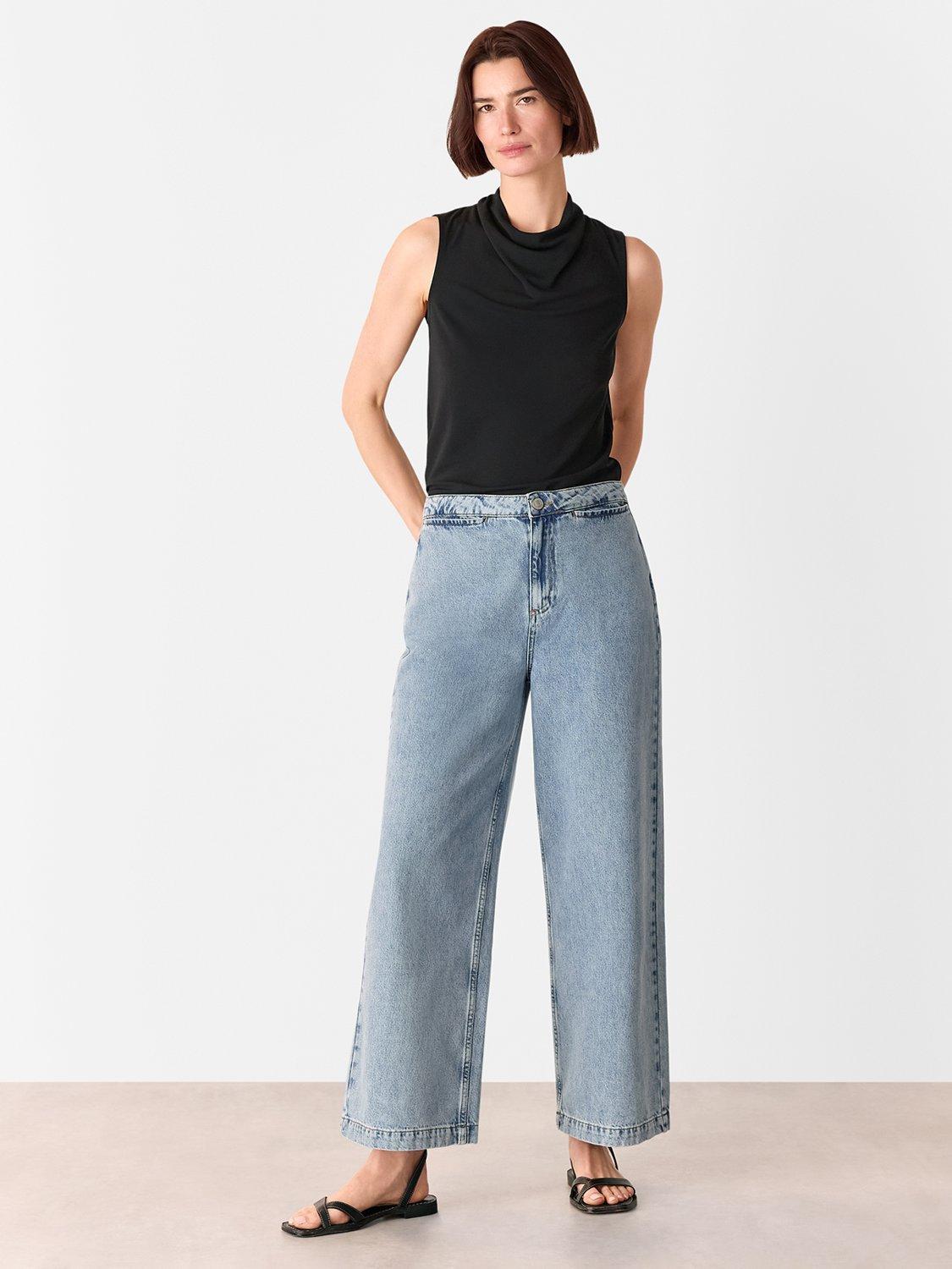 Product image 4 of 5, which shows Whistles Cowl Neck Detail Tank Top, Black, 6