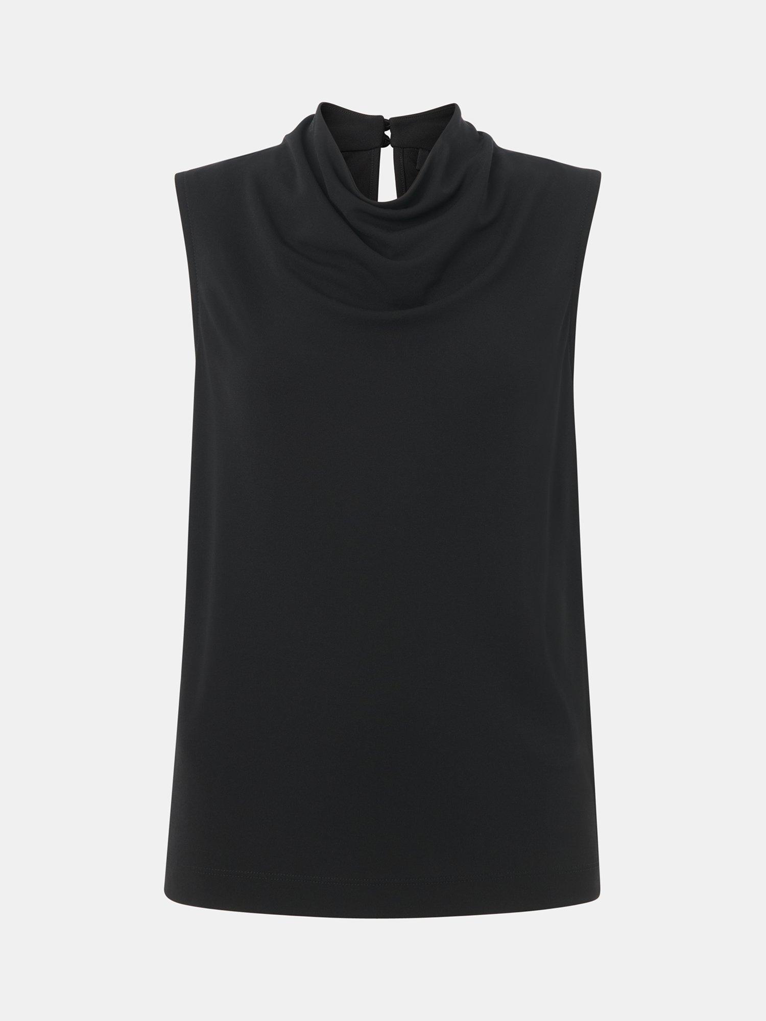 Product image 5 of 5, which shows Whistles Cowl Neck Detail Tank Top, Black, 6