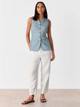 Whistles Pure Linen Barrel Leg Trousers, White