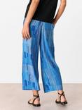 Whistles Stripe Print Cropped Trousers, Blue/Multi