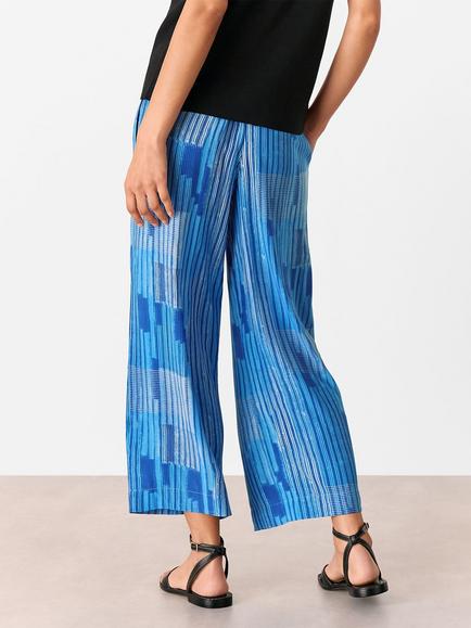 Whistles Stripe Print Cropped Trousers, Blue/Multi - view 2, Blue/Multi
