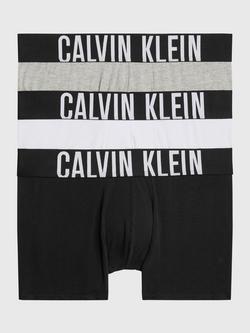 Calvin Klein Intense Power Waistband Trunks, Pack of 3, Black/Grey Heather/White, Black/Grey Heather/White