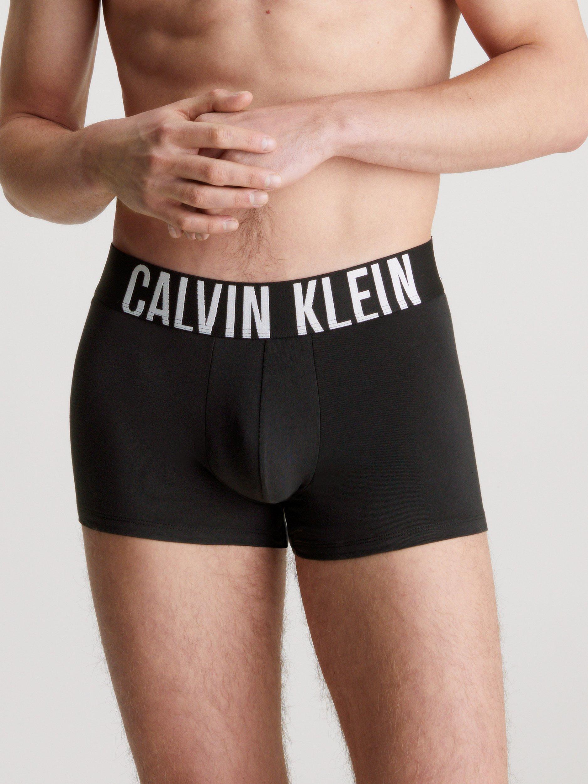 Product image 2 of 2, which shows Calvin Klein Intense Power Waistband Trunks, Pack of 3, Black/Grey Heather/White, XS