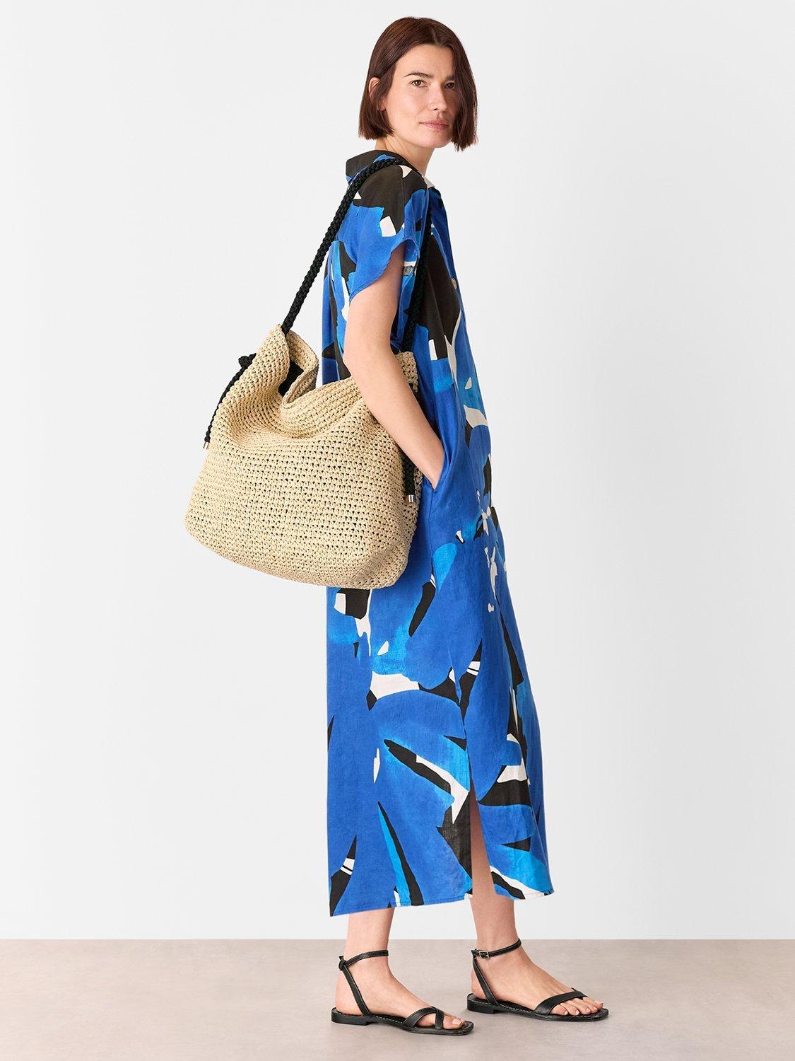 Product image 3 of 5, which shows Whistles Abstract Blooms Line Dress, Blue/Multi, 10