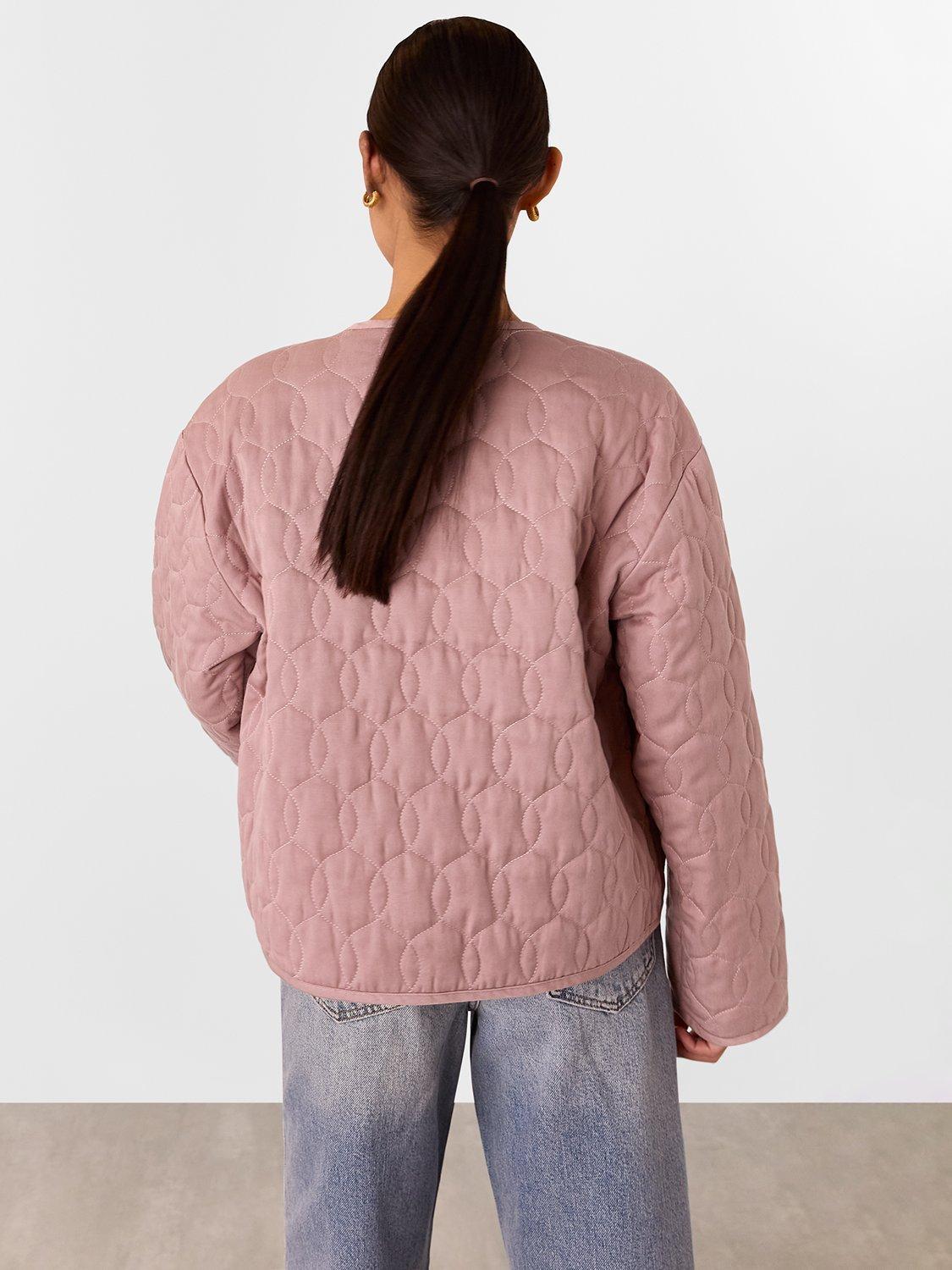 Product image 2 of 5, which shows Whistles Petite Maya Quilted Jacket containing TENCEL™ Lyocell, Dusty Pink, 6