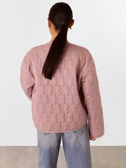 Whistles Petite Maya Quilted Jacket containing TENCEL™ Lyocell - view 2, Dusty Pink