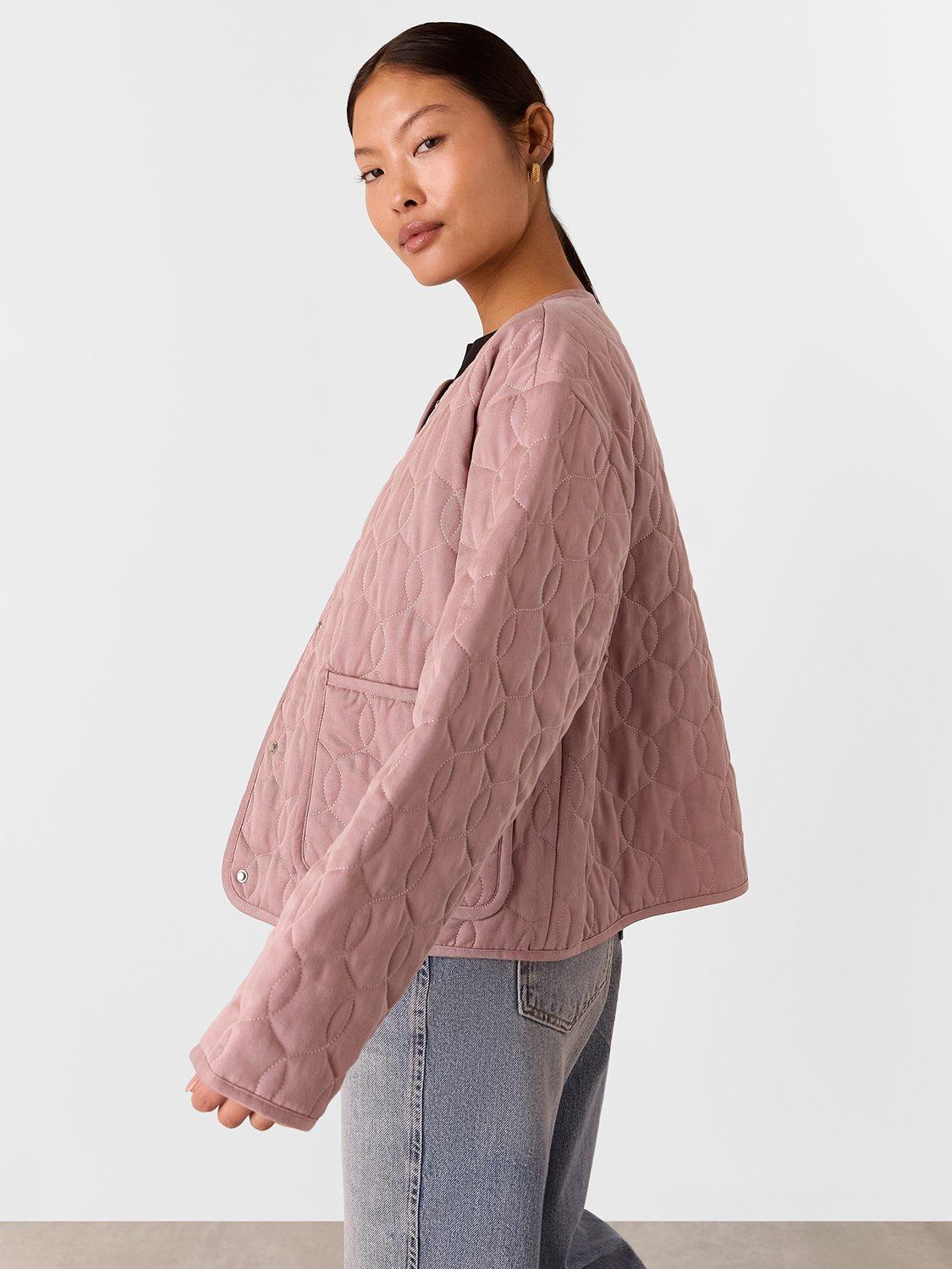 Product image 3 of 5, which shows Whistles Petite Maya Quilted Jacket containing TENCEL™ Lyocell, Dusty Pink, 6