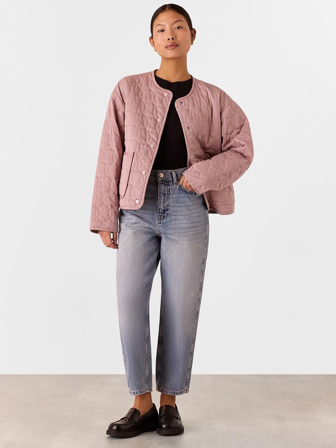 Product image 4 of 5, which shows Whistles Petite Maya Quilted Jacket containing TENCEL™ Lyocell, Dusty Pink, 6