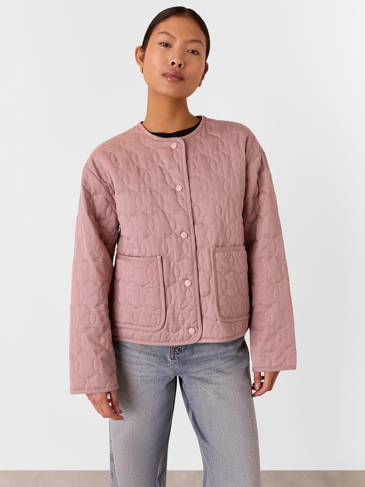 Product image 5 of 5, which shows Whistles Petite Maya Quilted Jacket containing TENCEL™ Lyocell, Dusty Pink, 6