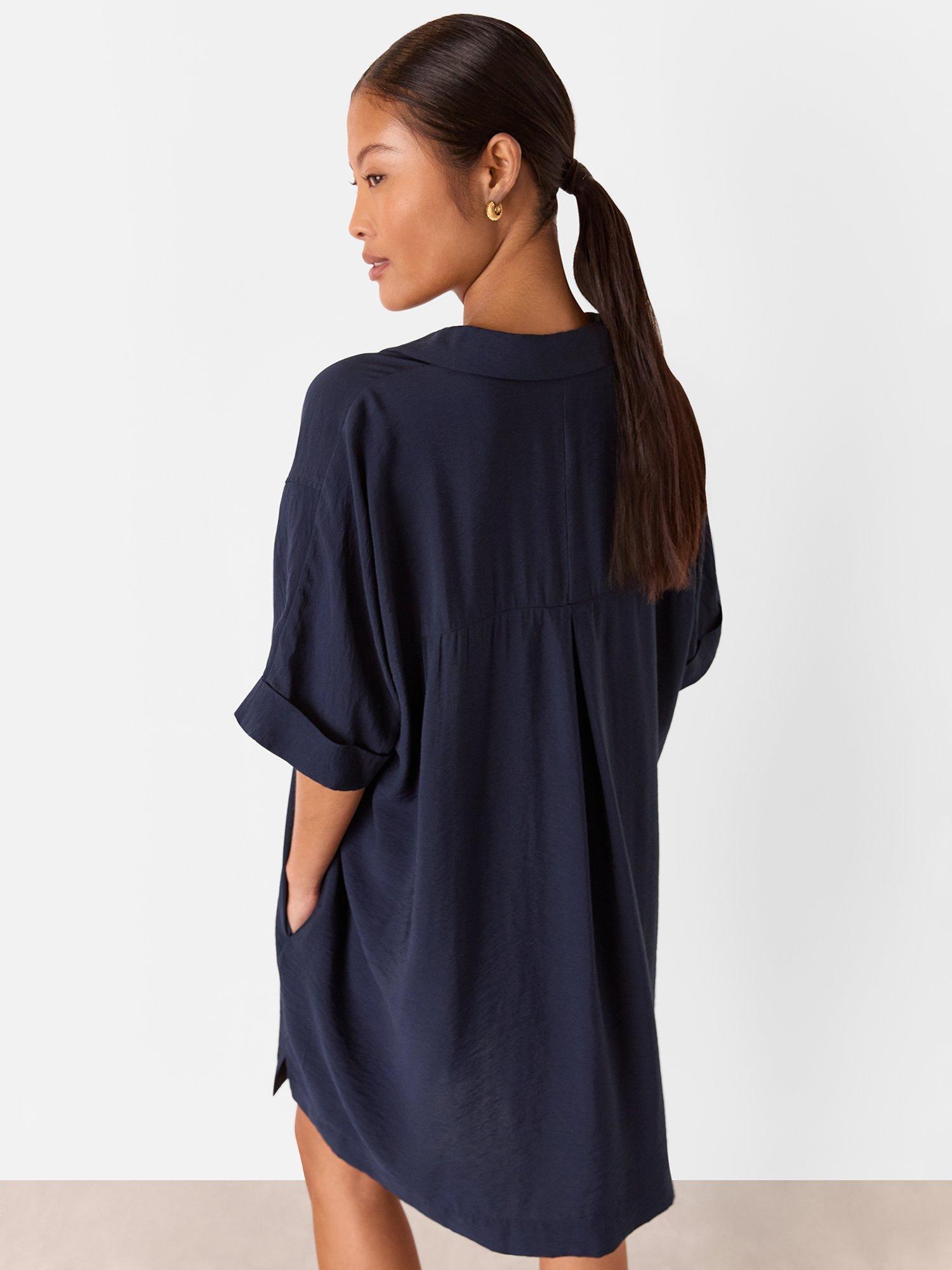 Product image 2 of 5, which shows Whistles Petite Melanie Mini Dress, Navy, 8